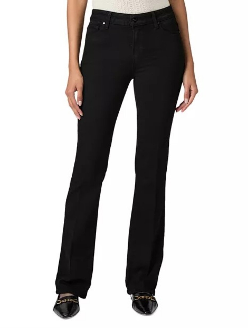 Paige Manhattan High Rise Slim Bootcut Jeans in Black Shadow